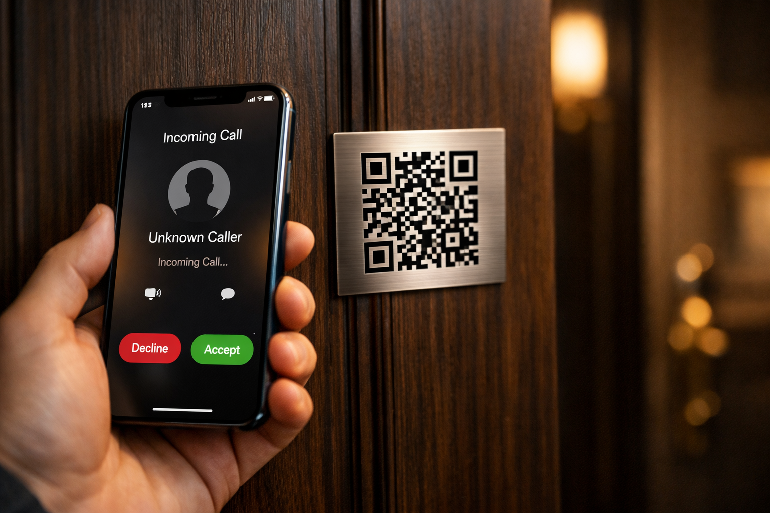 Person scanning QR code